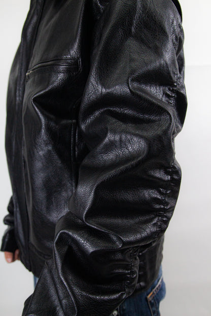 GRAIL FAUX LEATHER PUCKERING JACKET ( BLACK EDITION )