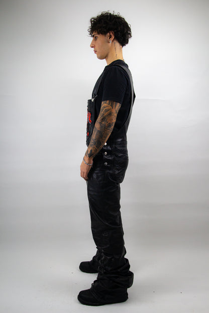 EMBROIDERED REVERSE SALOPETTE - REAL LEATHER