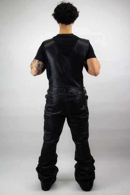 EMBROIDERED REVERSE SALOPETTE - REAL LEATHER