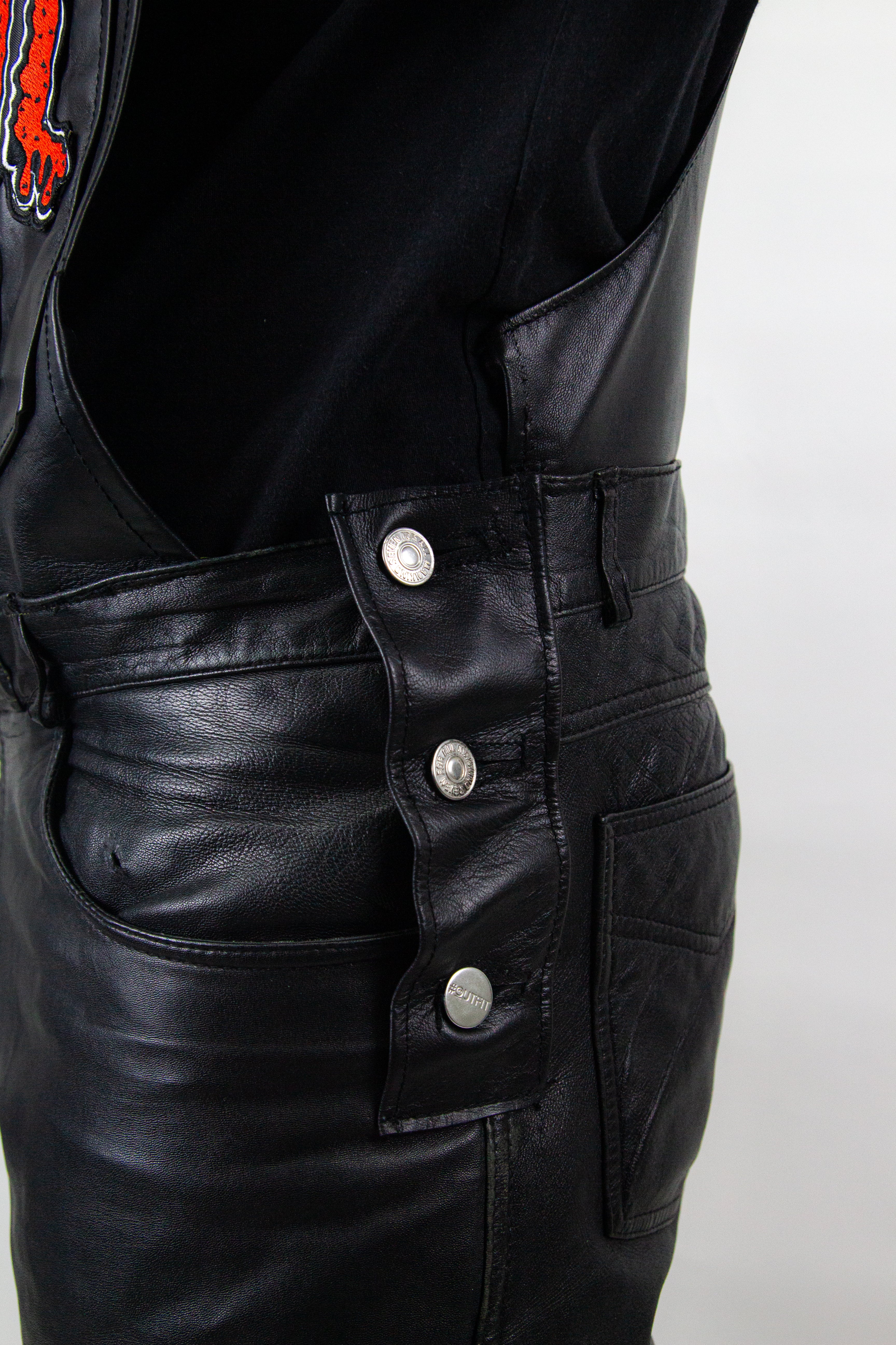 EMBROIDERED REVERSE SALOPETTE - REAL LEATHER