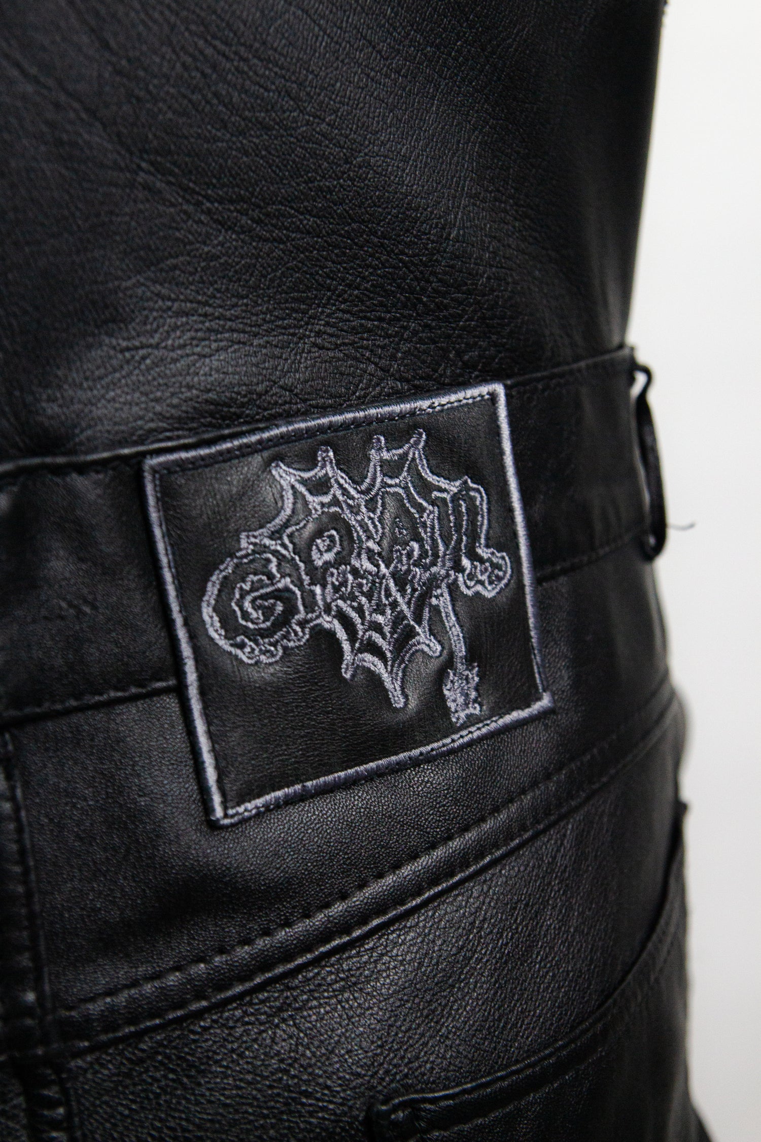 EMBROIDERED REVERSE SALOPETTE - REAL LEATHER