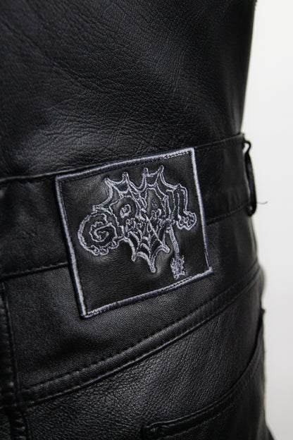 EMBROIDERED REVERSE SALOPETTE - REAL LEATHER