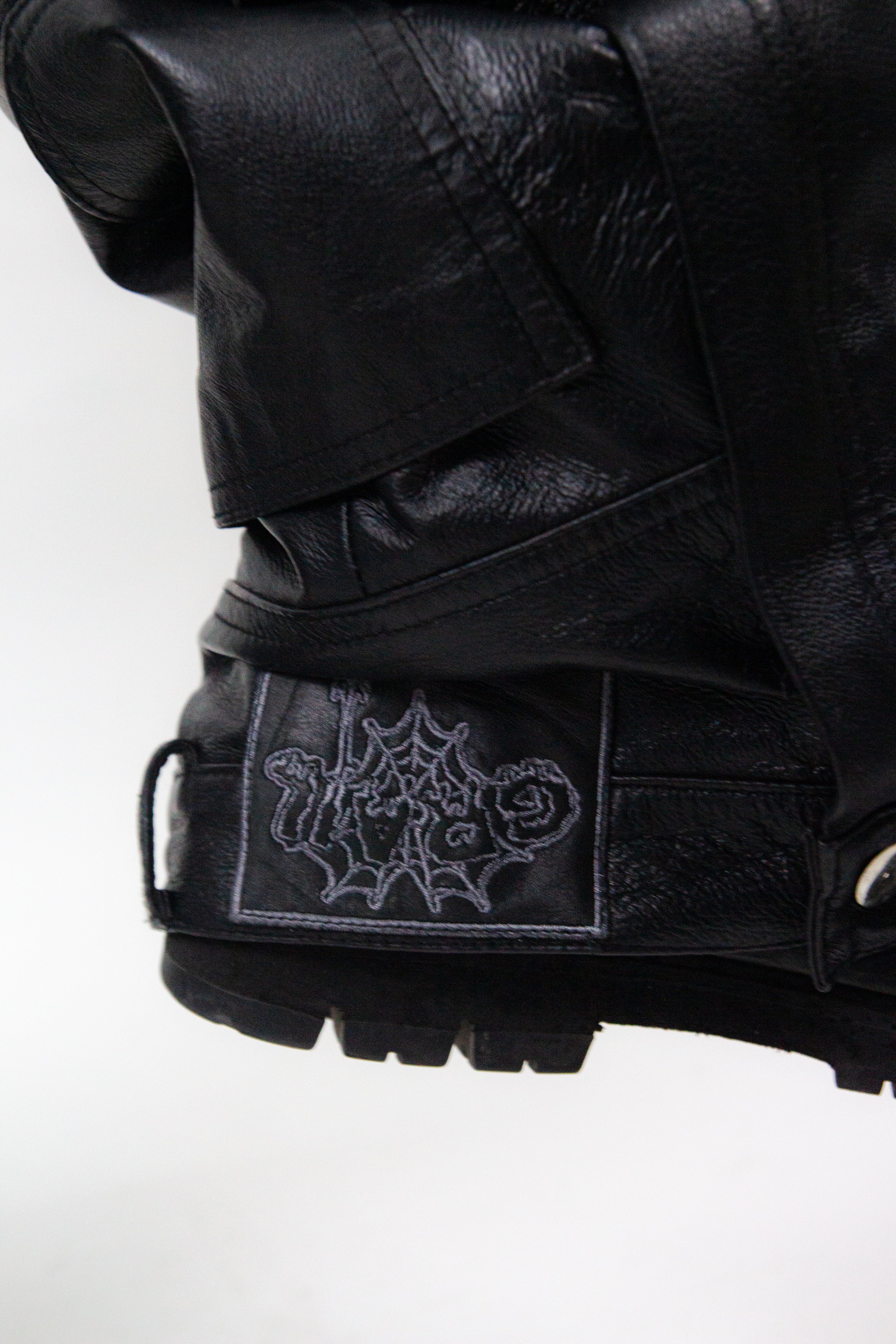 EMBROIDERED REVERSE SALOPETTE - REAL LEATHER