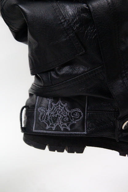 EMBROIDERED REVERSE SALOPETTE - REAL LEATHER