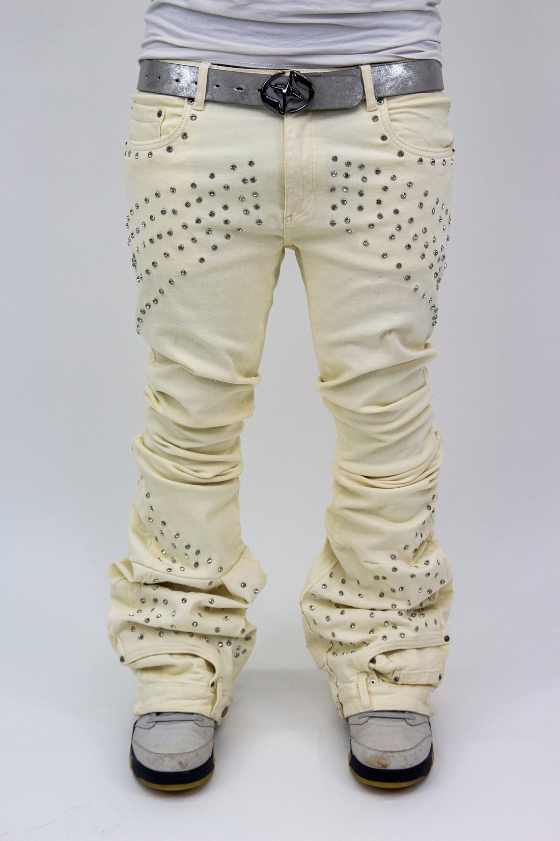 OBSIDIAN CREAM SHINE REVERSE DENIM ( ULTRA FLARED/STACKED EDITION )