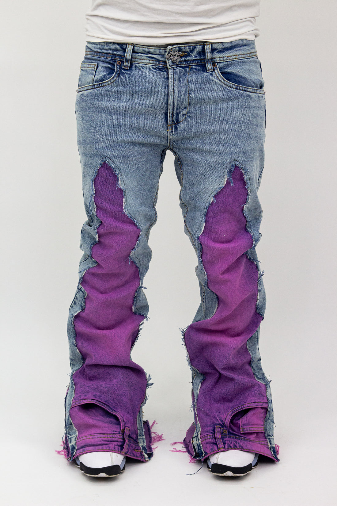 PURPLE ACID WASH ULTRA RIPPED REVERSE DENIM