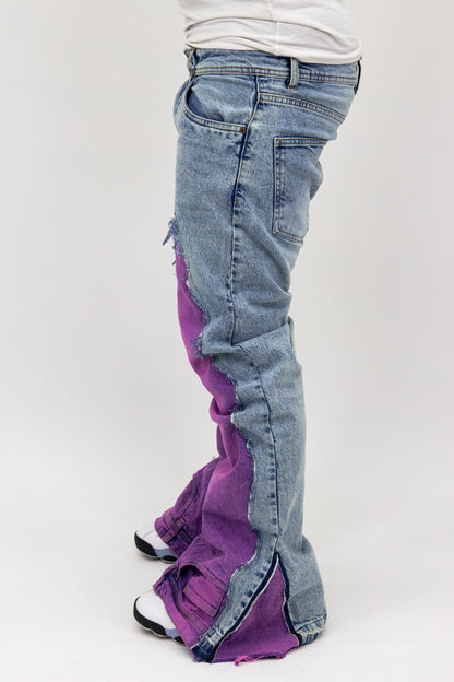 PURPLE ACID WASH ULTRA RIPPED REVERSE DENIM