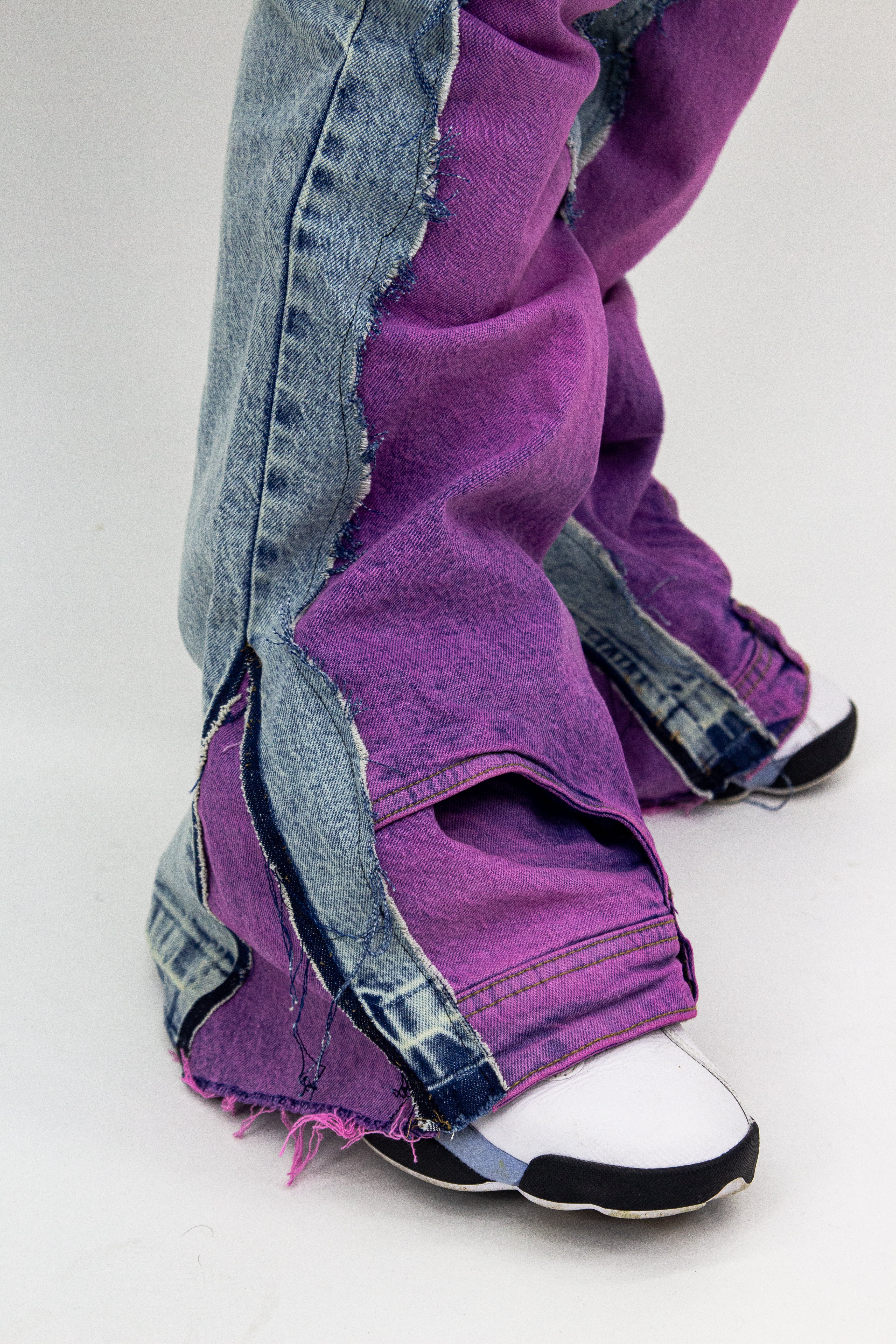 PURPLE ACID WASH ULTRA RIPPED REVERSE DENIM
