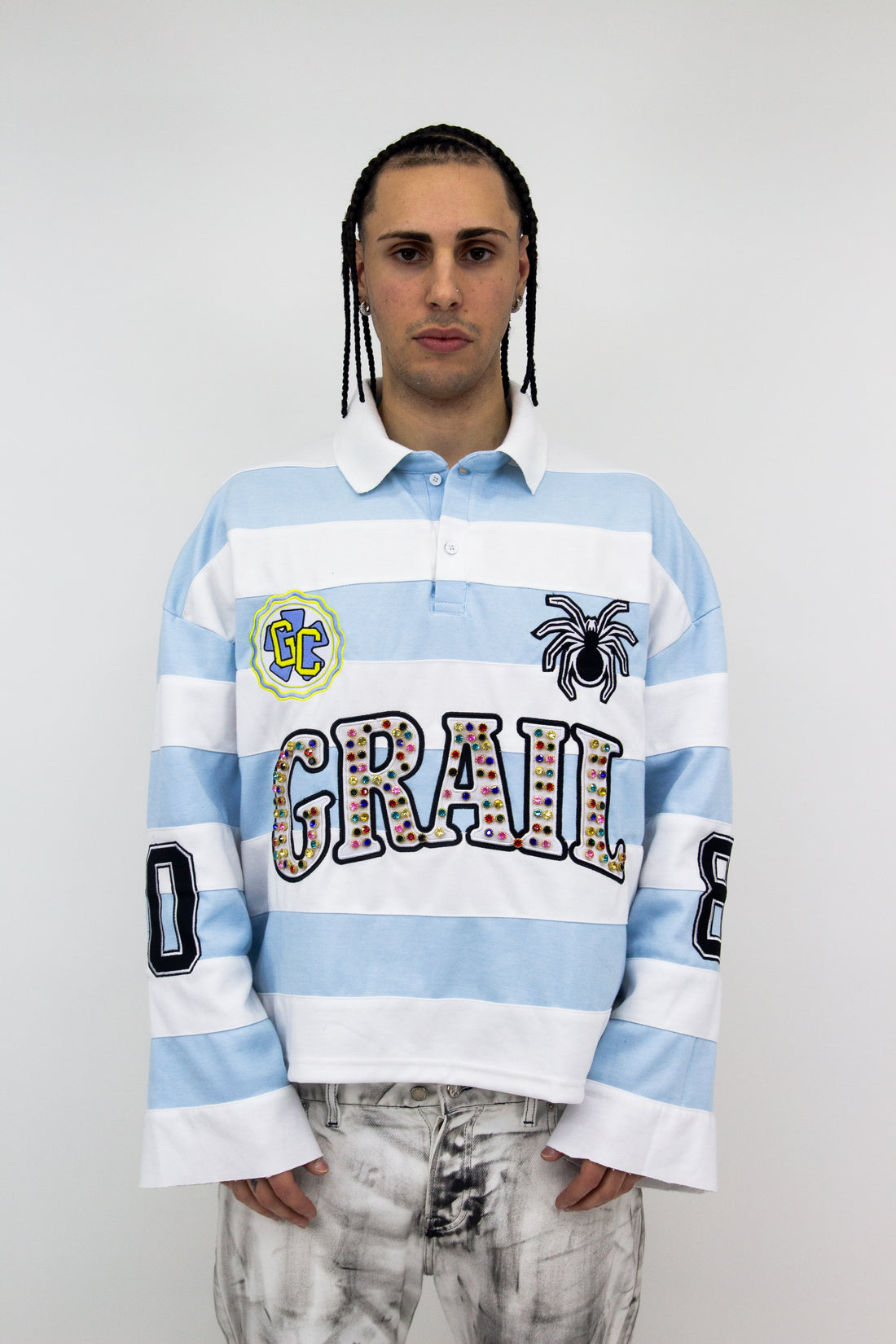 EMBROIDERY GEMS FLARED POLO ( LIGHT BLUE EDITION )