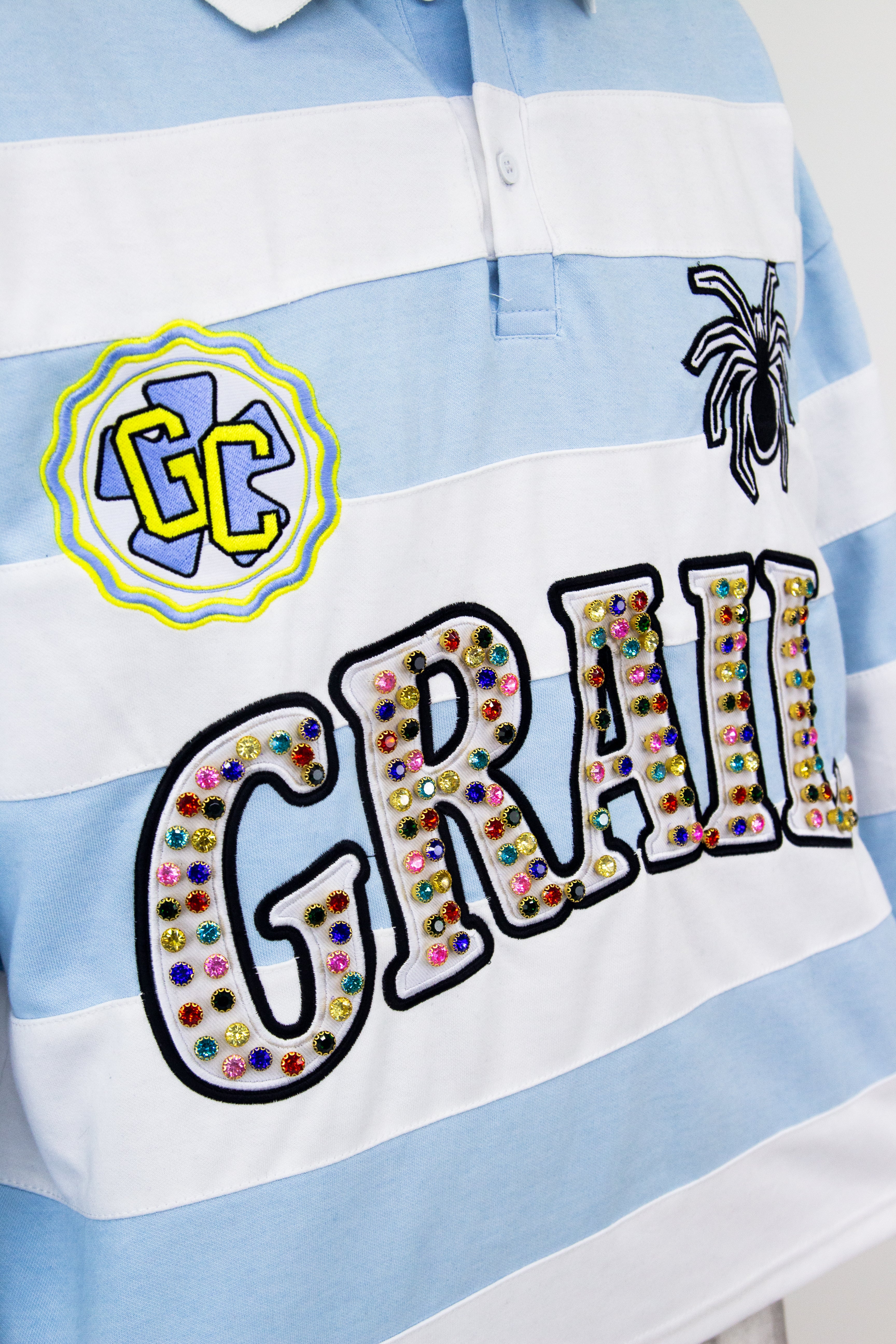 EMBROIDERY GEMS FLARED POLO ( LIGHT BLUE EDITION )