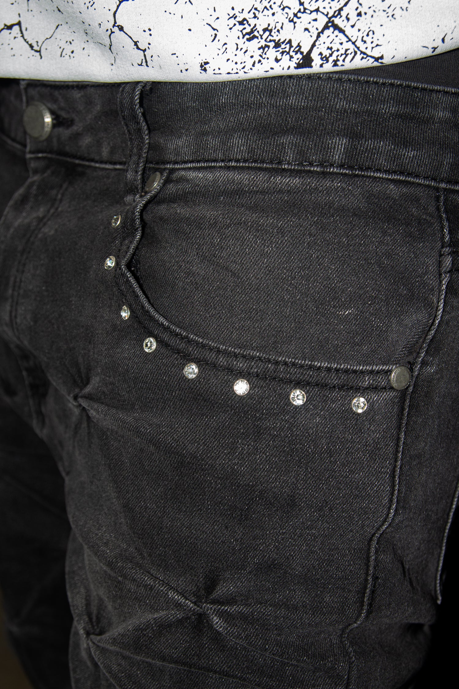 BLACK GREY WRINKLE ULTRA FLARED REVERSE DENIM