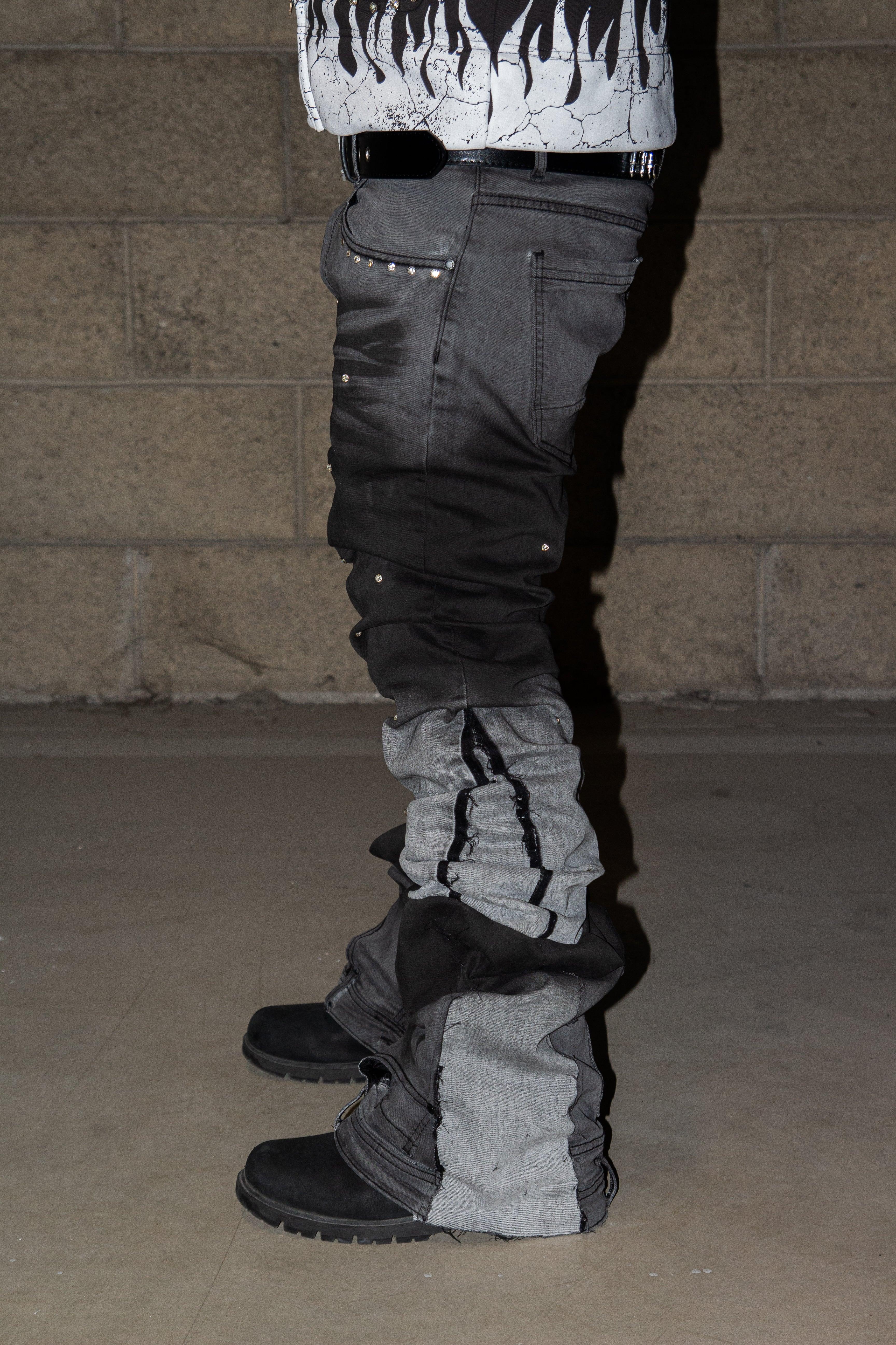 SMOKED GREY SHINE ULTRA FLARED REVERSE DENIM