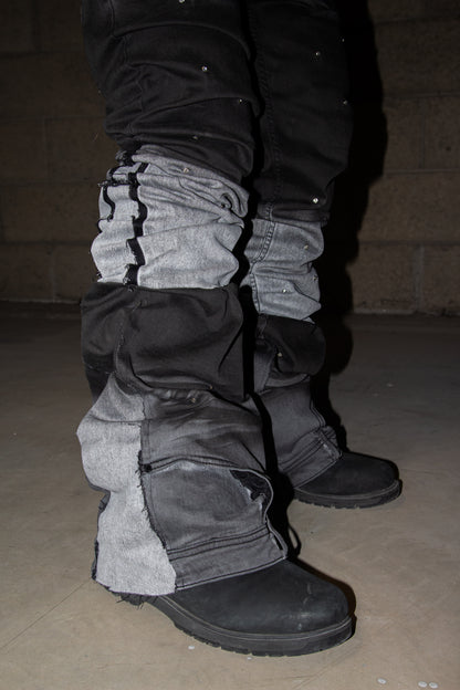 SMOKED GREY SHINE ULTRA FLARED REVERSE DENIM