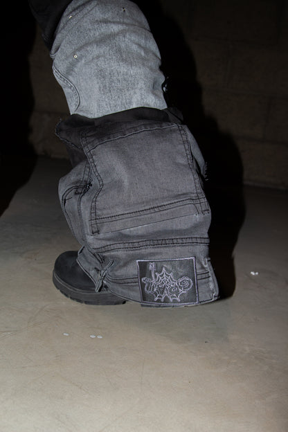 SMOKED GREY SHINE ULTRA FLARED REVERSE DENIM