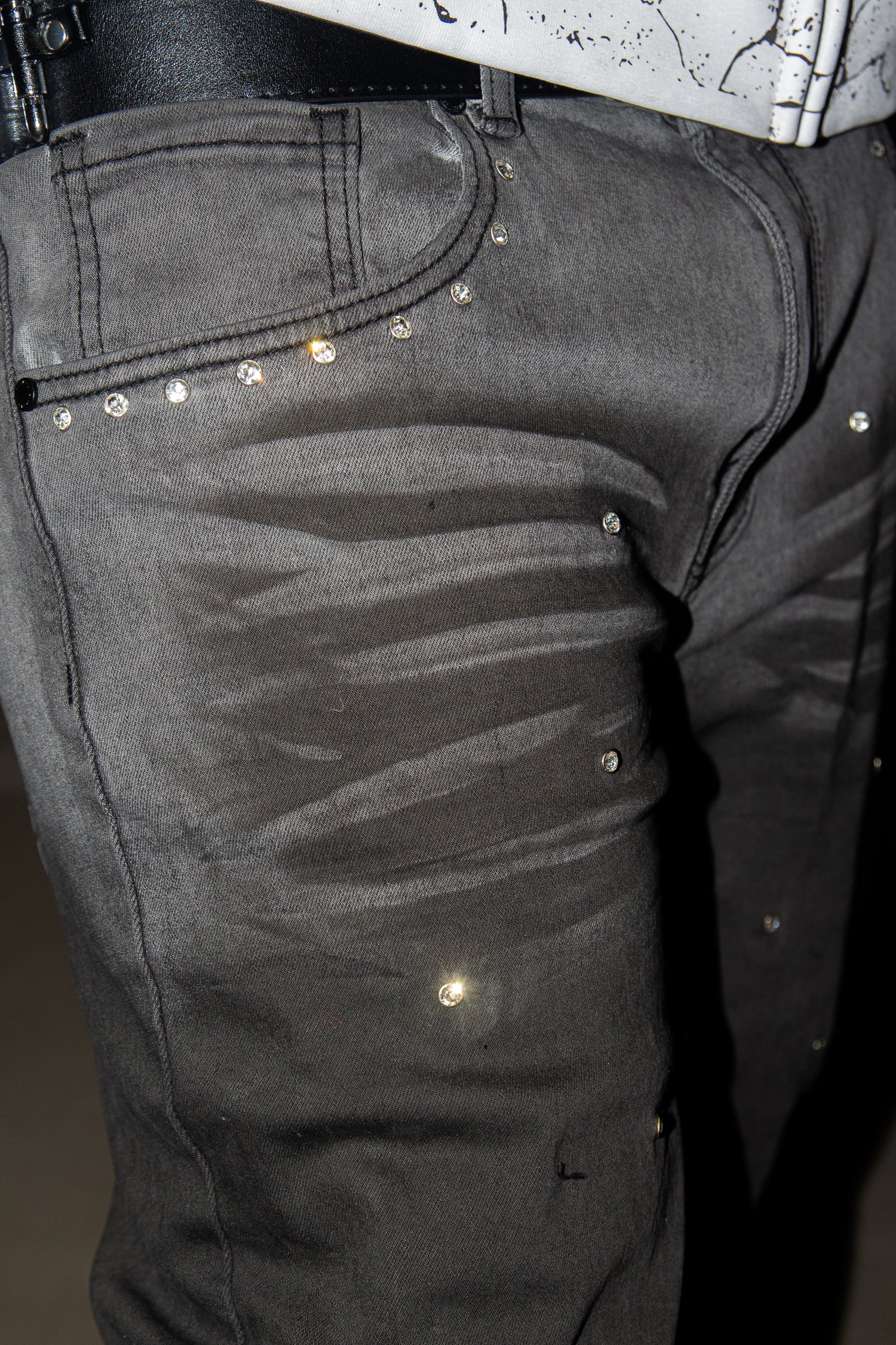 SMOKED GREY SHINE ULTRA FLARED REVERSE DENIM