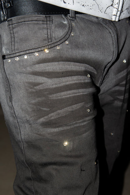 SMOKED GREY SHINE ULTRA FLARED REVERSE DENIM