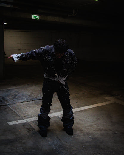 GRAIL BOXY EMBROIDERY SHINE ZIP ( GREY EDITION )