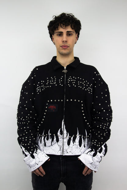 GRAIL BOXY EMBROIDERY SHINE ZIP ( BLACK EDITION )