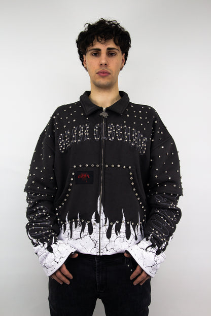 GRAIL BOXY EMBROIDERY SHINE ZIP ( GREY EDITION )