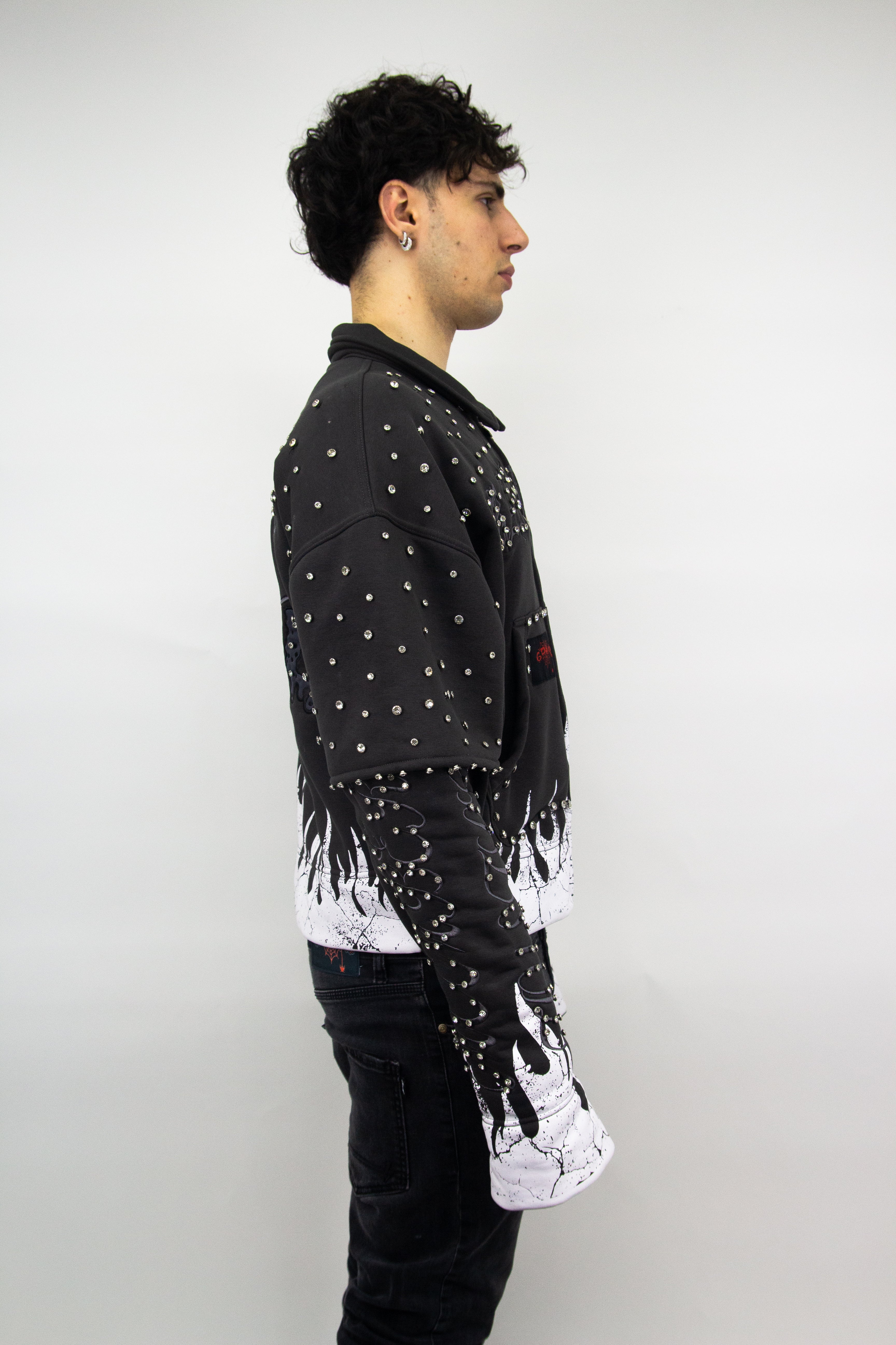 GRAIL BOXY EMBROIDERY SHINE ZIP ( GREY EDITION )