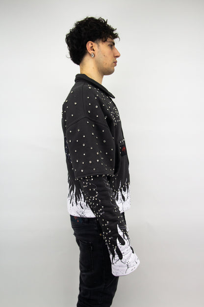 GRAIL BOXY EMBROIDERY SHINE ZIP ( GREY EDITION )