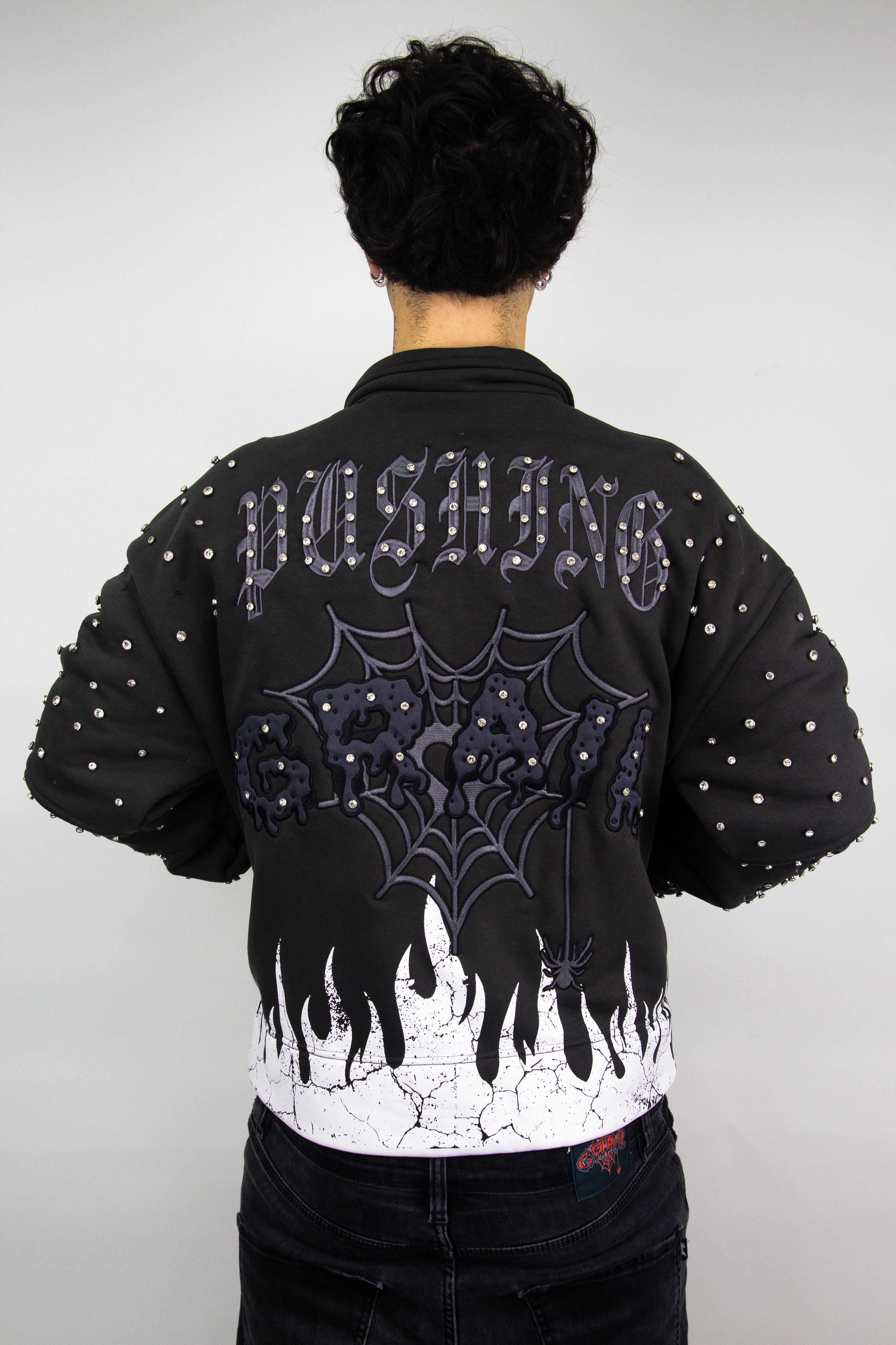 GRAIL BOXY EMBROIDERY SHINE ZIP ( GREY EDITION )