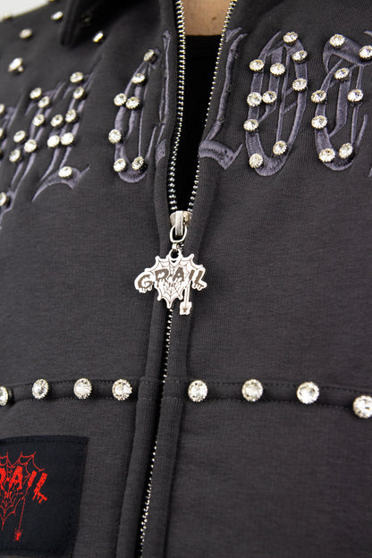 GRAIL BOXY EMBROIDERY SHINE ZIP ( GREY EDITION )