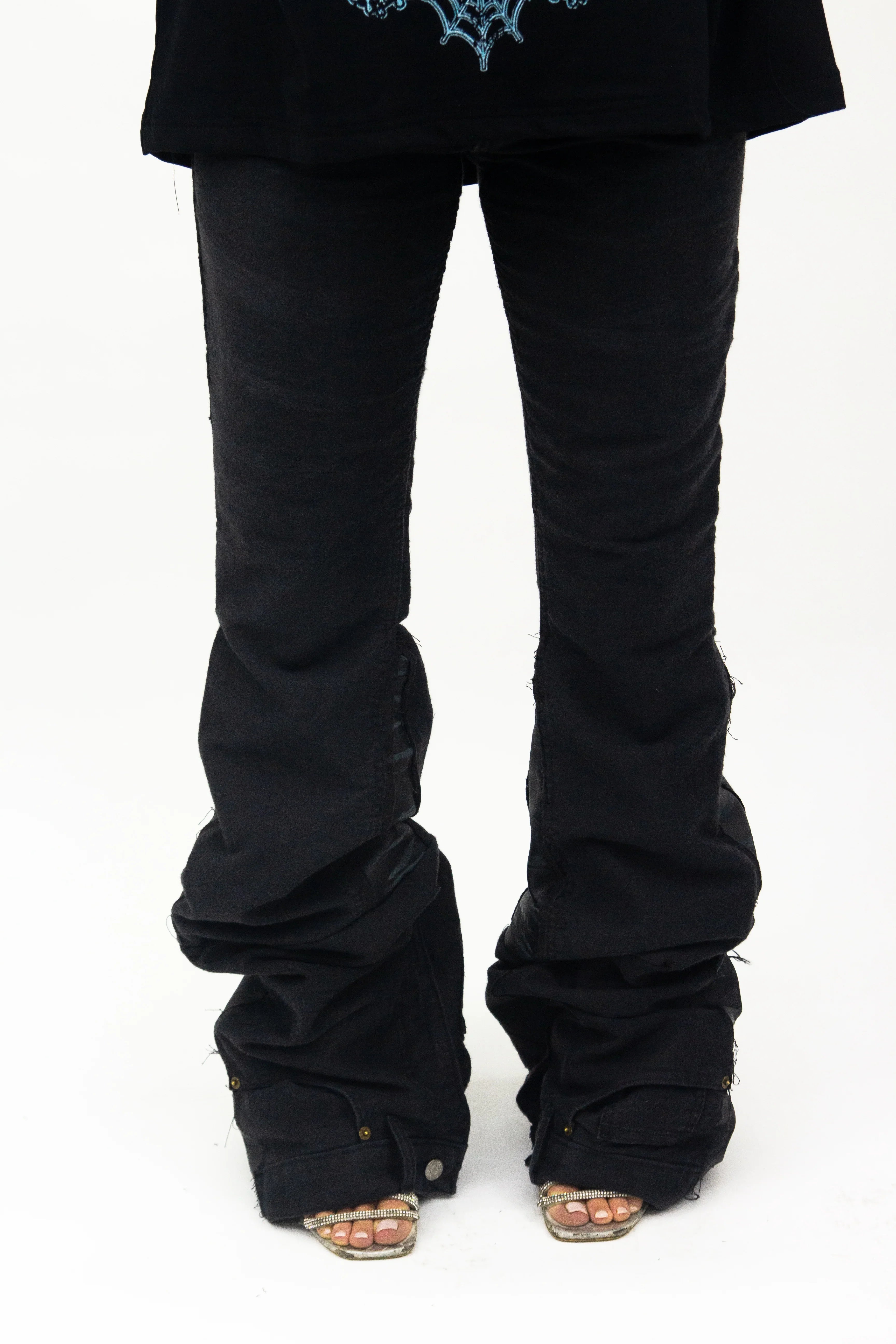 BLACK MIDNIGHT LAYERED REVERSE DENIM ( ULTRA FLARED EDITION )