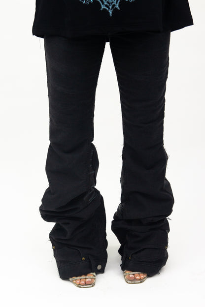 BLACK MIDNIGHT LAYERED REVERSE DENIM ( ULTRA FLARED EDITION )