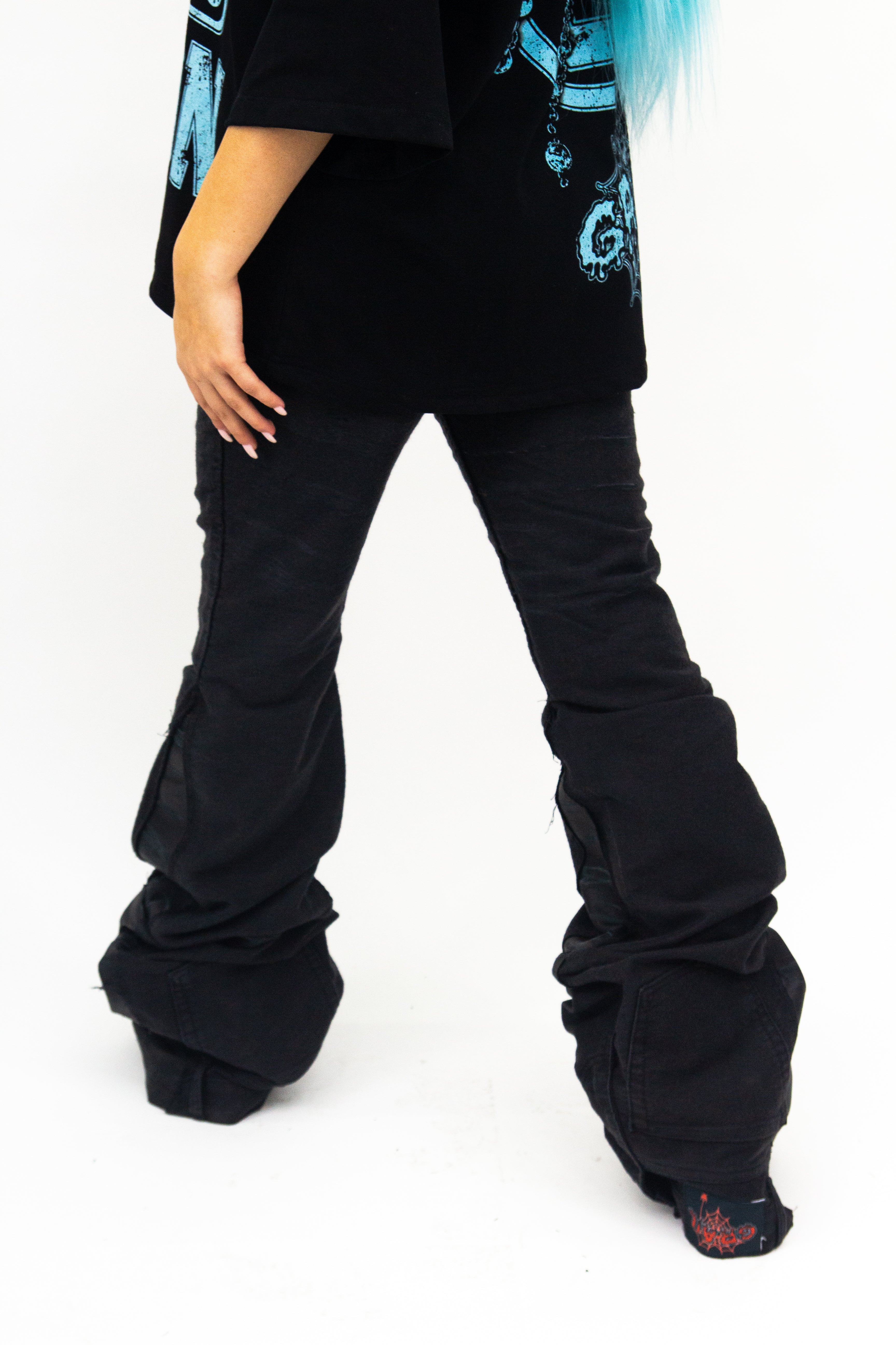 BLACK MIDNIGHT LAYERED REVERSE DENIM ( ULTRA FLARED EDITION )