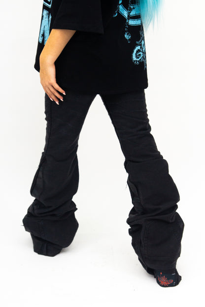 BLACK MIDNIGHT LAYERED REVERSE DENIM ( ULTRA FLARED EDITION )