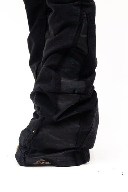 BLACK MIDNIGHT LAYERED REVERSE DENIM ( ULTRA FLARED EDITION )