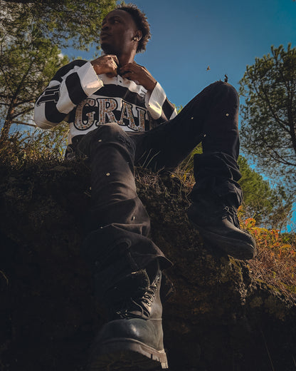 EMBROIDERY GEMS FLARED POLO ( BLACK EDITION )