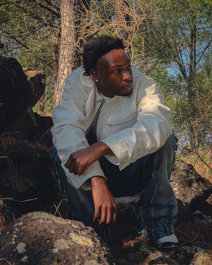 GRAIL FAUX LEATHER PUCKERING JACKET ( WHITE EDITION )