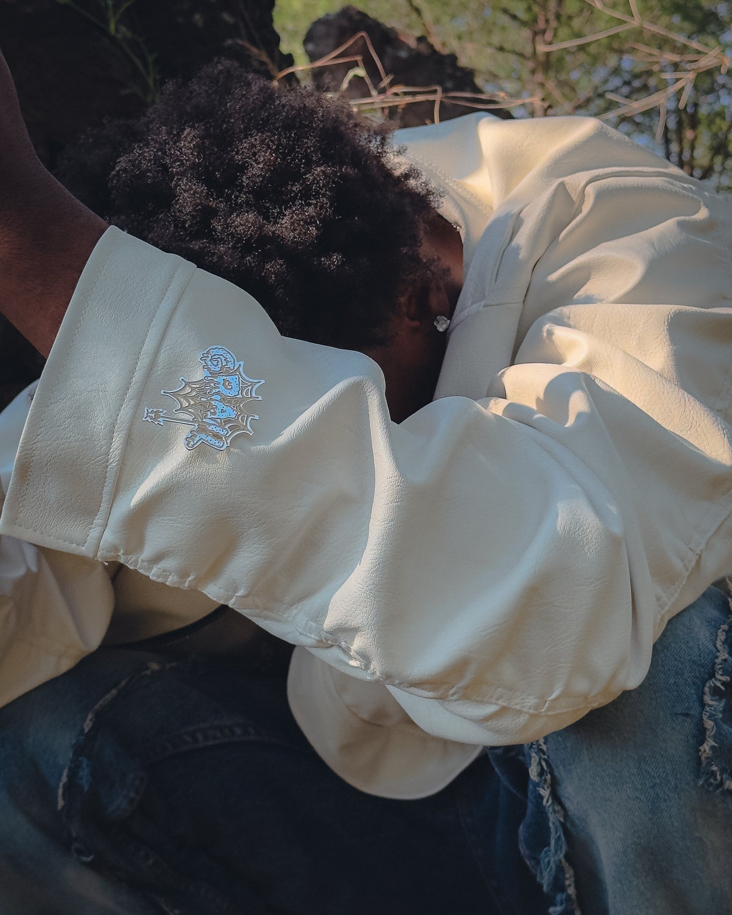 GRAIL FAUX LEATHER PUCKERING JACKET ( WHITE EDITION )