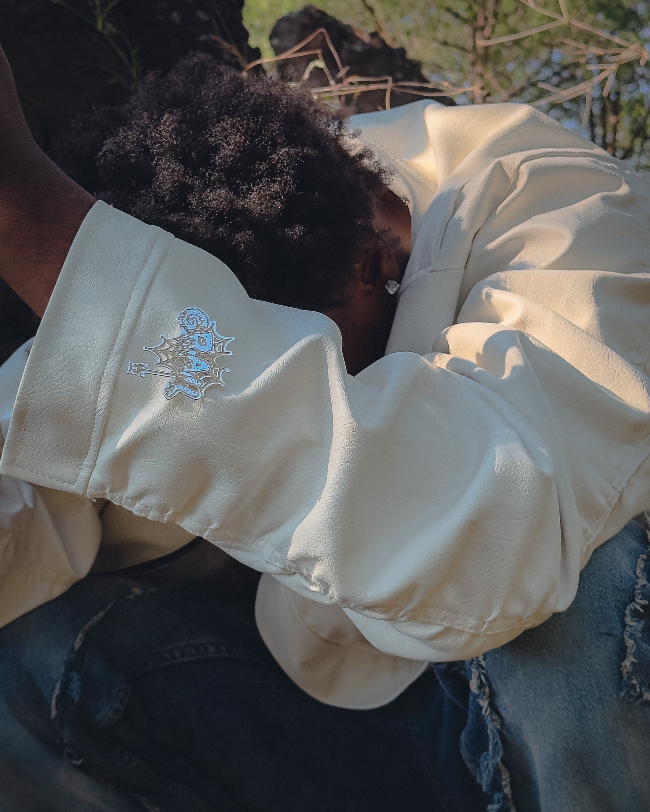 GRAIL FAUX LEATHER PUCKERING JACKET ( WHITE EDITION )