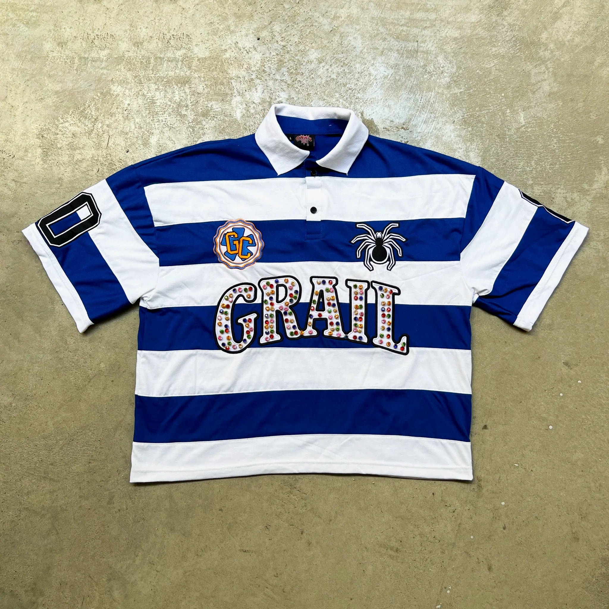 EMBROIDERY GEMS BOXY POLO ( BLUE EDITION )