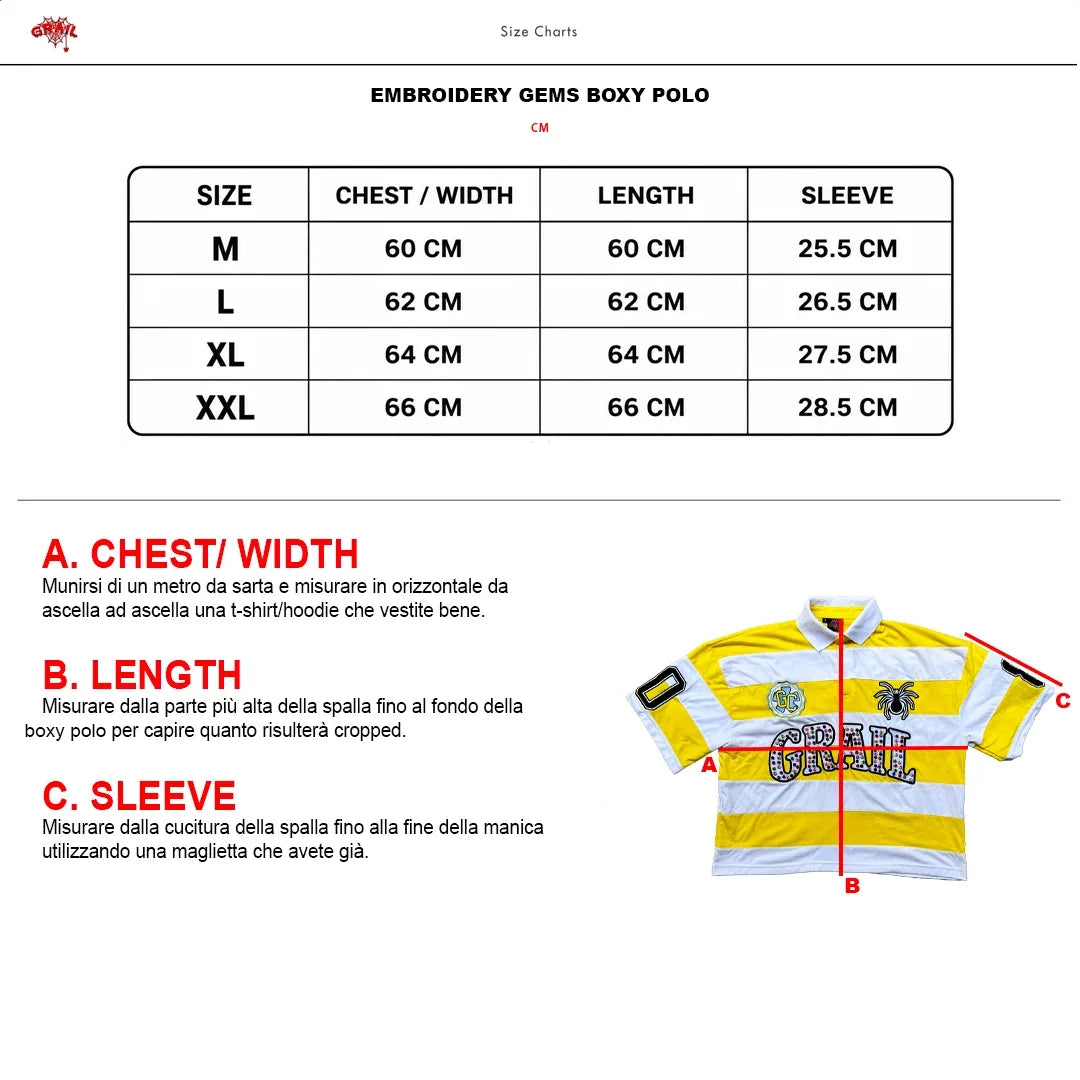 Size Chart per EMBROIDERY GEMS BOXY POLO ( BLUE EDITION )