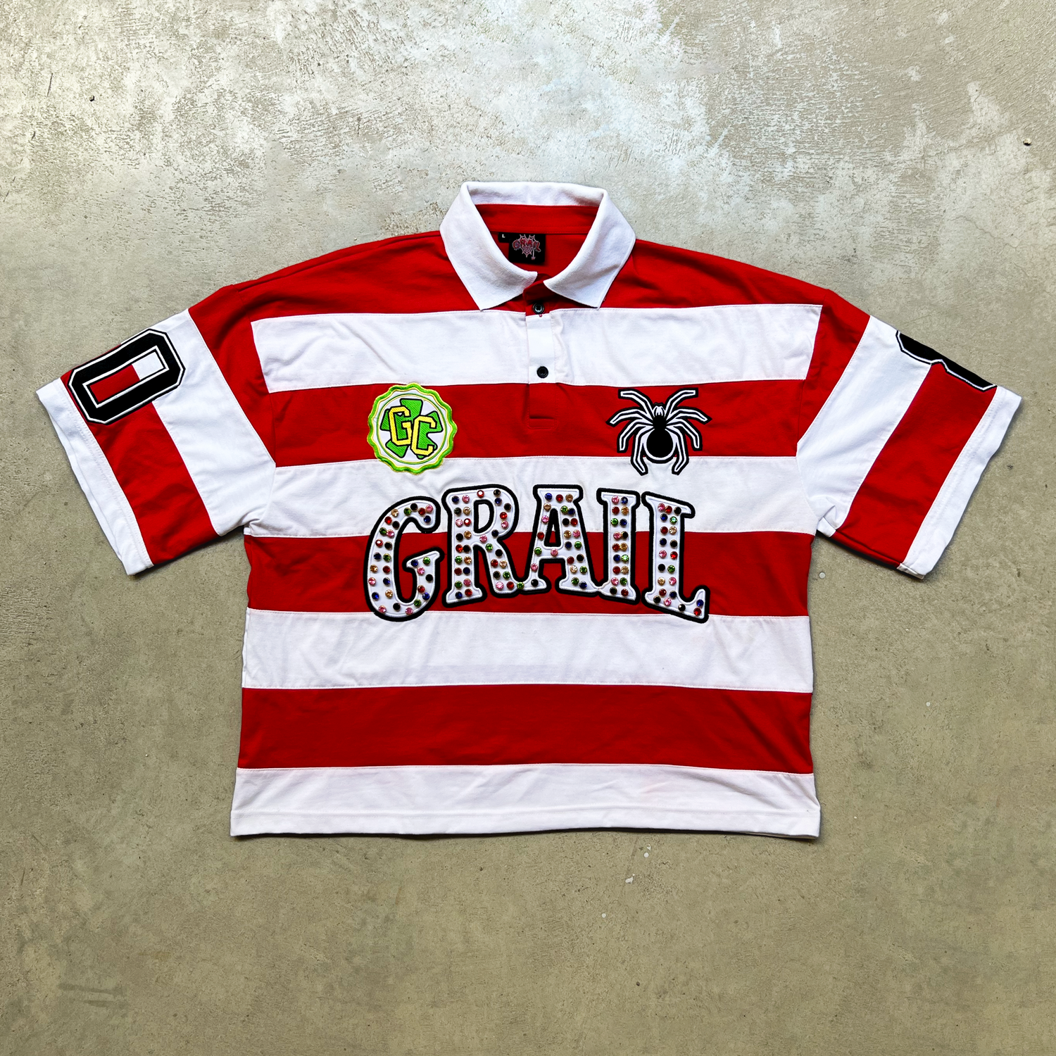 EMBROIDERY GEMS BOXY POLO ( RED EDITION )