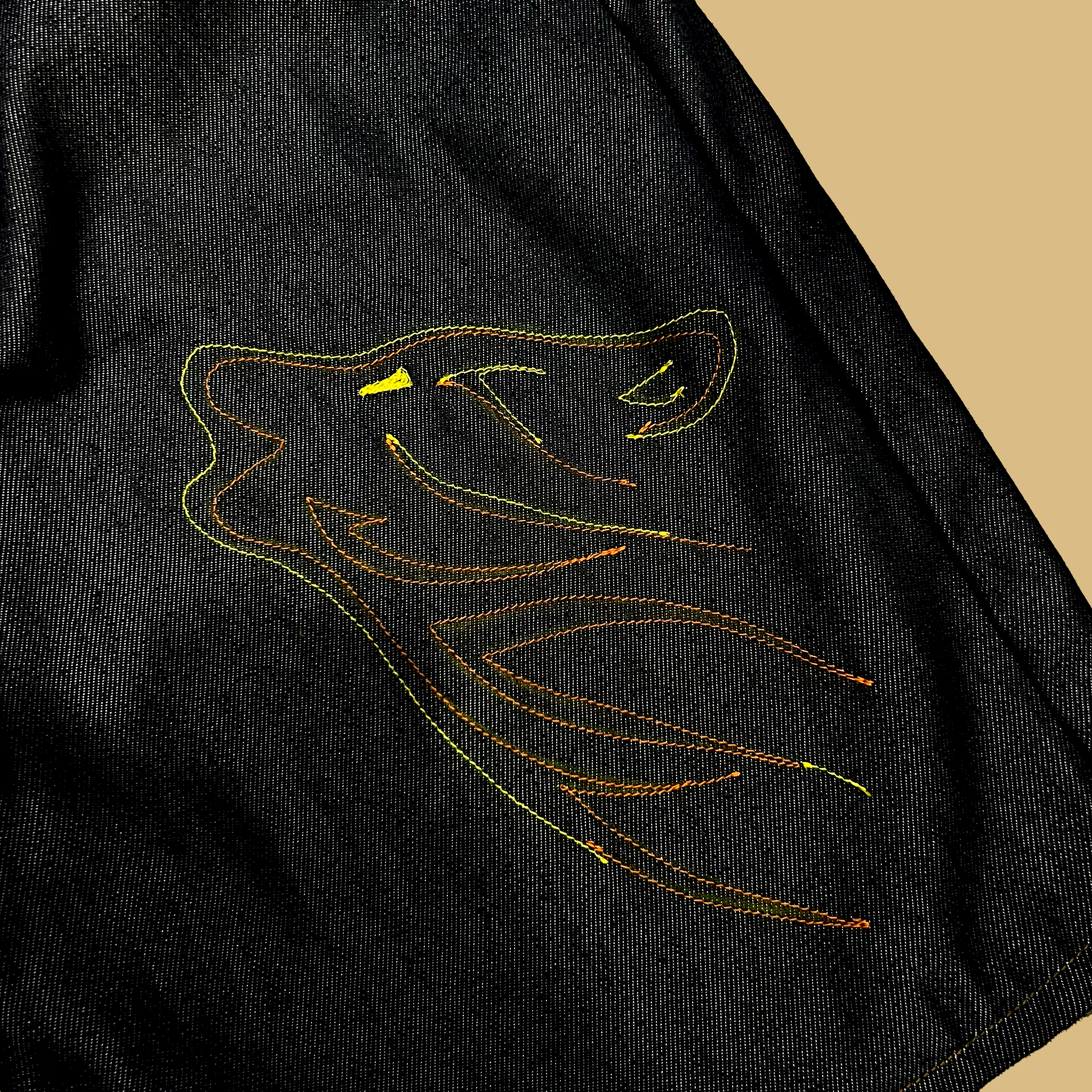 RAW EMBROIDERY SCRATCHED JORTS 1/1